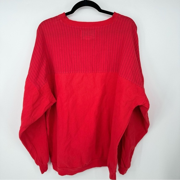 Le Tigré Vintage 90s Striped Top Mixed Media Canvas Long Sleeve Baggy Sweater - Picture 4 of 4